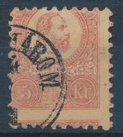 1871 Kőnyomat 5kr erősen képbe fogazva (elvékonyodás / thin paper)