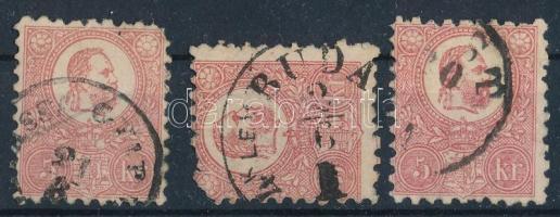 1871 3 x Kőnyomat 5kr (vegyes minőség / mixed quality)