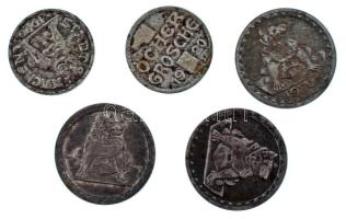 Német Birodalom / Weimari Köztársaság / Aachen 1920-1921. 10pf-25pf szükségpénz (5xklf) T:XF,VF German Empire / Weimar Republic / Aachen 1920-1921. 1 Öcher Grosche (10 Pfennig) - 25 Pfennig necessity money (notgeld) (5xdiff) C:XF,VF