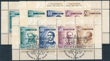 2000 Jeles magyarok 3 db blokk: 1 db sima postatiszta + 1 alkalmi bélyegzéssel + 1 db Mérnökfórum felülnyomással postatisztán (8.500)