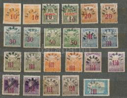 Baranya II. 1919 23 db bélyeg, benne lemezhibák, eltolódások, Bodor vizsgálójellel