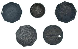 Német Birodalom / Weimari Köztársaság 1917-1920. 5xklf Fe és Zn szükségpénzből álló tétel, közte lyukasztott/érvénytelenített T:XF,VF German Empire / Weimar Republic 1917-1920. 5xdiff Fe &amp; Zn necessity money (notgeld) lot, within holed/cancelled C:XF,VF