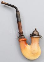 Faragott régi tajtékpipa, h: 20 cm