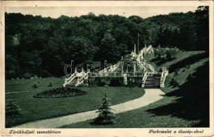 1937 Törökbálint, szanatórium, park részlet a díszlépcsővel (gyűrődések / creases)