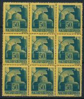 1945 Kisegítő 50/50f 9-es tömb felülnyomat nélkül, alapnyomattal (18.000+)
