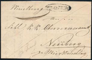 1838 Félportós levél "WIESELBURG" - Neuberg, 1838 Cover "WIESELBURG" - Neuberg