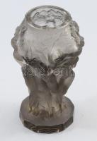 cca 1930/40, Heinrich Hoffmann vagy Curt Schlevogt manufaktúra, Frantisek Pazourek designer: Nőalakos váza. Savmaratott színezett üveg, jelzés nélkül, pattogzással, m: 13 cm /// c. 1930/40, Heinrich Hoffmann or Curt Schlevogt manufactory, designer František Pazourek: Female Figure Vase. Acid-etched colored glass, unsigned, with chipping, height: 13 cm.