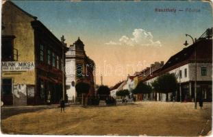 Keszthely, Fő utca, Munk Miksa üzlete. Mérei Ignác kiadása (kopott sarkak / worn corners)