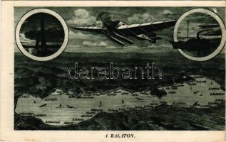 1944 Balaton, látkép, hidroplán, térkép, vitorlás, gőzhajó (fl)