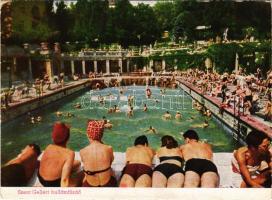 Budapest XI. Szent Gellért hullámfürdő, fürdőzők. Lehmann Ágoston kiadása, Foto Veres (kopott sarkak / worn corners)