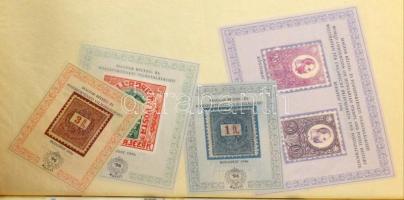 2 db közepes pergamenes blokk berakó bennük blokkok, teljes ívek, sok emlékív, sorok, stb