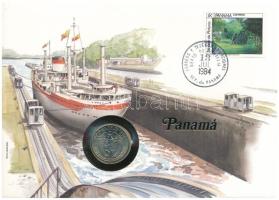 Panama 1983. 5c felbélyegzett borítékban, bélyegzéssel, német nyelvű leírással T:UNC Panama 1983. 5 Centesimos in envelope with stamp and cancellation, with German description C:UNC