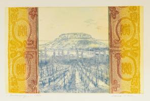 Zala Tibor (1920-2004): Badacsony, 1981. Rézkarc, papír, Jelzett. 21x32,5 cm