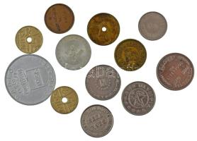 Vegyes, 12db-os külföldi zseton / bárca tétel, közte DN "Swan Hotel Bowling Saloon - 3D" kétoldalas bronz zseton (23mm) T:VF Mixed 12pcs lot of foreign jetons, including ND "Swan Hotel Bowling Saloon - 3D" two-sided bronze jeton (23mm) C:VF