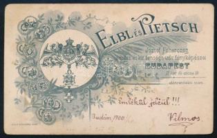 1900 Fiatal úr portréja (nyakában kitüntetéssel vagy éremmel?), vizitkártya Elbl és Pietsch budapest...