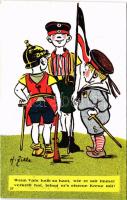 Wenn Vata halb... Baron Verlag / WWI Anti-Entente Powers mocking art postcard s: H. Zille (ragasztónyomok / glue marks)