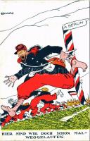 Hier sind wir doch schon Malweggelaufen. Baron Verlag No. 37. / WWI Anti-Entente Powers mocking art postcard s: Edvard (ragasztónyomok / glue marks)