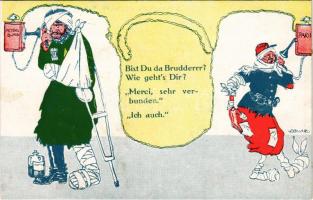 Bist Du da Brudderrr?... Baron Verlag No. 29. / WWI Anti-Entente Powers mocking art postcard s: Edvard (Rb)