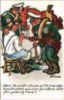 Aberr, Du nicht nehmen willst eine echte Kosakenpferd... / WWI military mocking art postcard s: Kainer (ragasztónyom / glue mark)