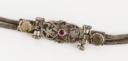 Ezüst (Ag) nyaklánc, kő berakással, jelzett, bruttó 56g