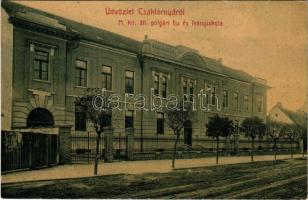 1909 Csáktornya, Cakovec; M. kir. állami polgári fiú- és leányiskola. Fischel Fülöp (Strausz Sándor) kiadása No. 903. (W.L. ?) / school (EK)