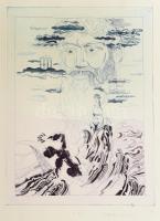 Zala Tibor (1920-2004): Odüsszeusz. Rézkarc, papír. Jelzett. Művészpéldány E.A. jelzéssel. Hátoldalán próbanyomat III bélyegzéssel. 39,5x29,5 cm