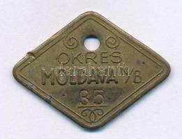 Szlovákia 1940 k. "OKRES MOLDAVA N/B / BU" bronz ebadójegy / kutyabárca, "35" sorszámmal (27x37mm) T:VF