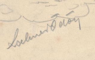 Lechner Ödön jelzéssel: Figurák. Ceruza, papír. Hajtás mentén lapszéli szakadásokkal. 23,5x19 cm