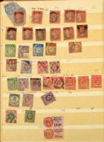 Magyar és külföldi bélyegek, benne angol klasszikusok 8 lapos ütött-kopott A4-es berakóban