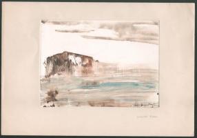 Rónay V jelzéssel (Rónay Valéria?): Alföldi rom. Vegyes technika, papír. 13,5x18,5 cm.