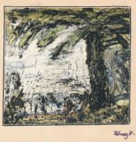 Rónay V jelzéssel (Rónay Valéria?): Gesztusok. Vegyes technika, papír. 7x7,5 cm.