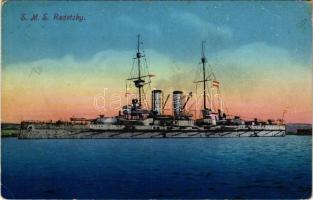 1915 SMS Radetzky az Osztrák-Magyar Haditengerészet Radetzky-osztályú csatahajója / K.u.K. Kriegsmarine / WWI Austro-Hungarian Navy Radetzky-class pre-dreadnought battleship. G. M. Padovan Fotografi. C. Fano, Pola 1914/15. 54. + "K.u.k. Marinefeldpostamt Pola" + "K.u.k. 15 cm Haubitzbatterie Nr. 43" (EB)