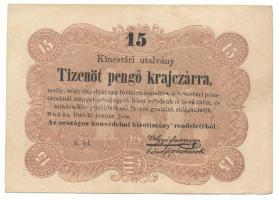 1849. 15kr "Kossuth bankó" T:F folt, egyébként erős papír Adamo G102