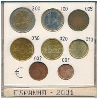 Spanyolország 2001. 1c-2E (8xklf) forgalmi összeállítás CD-tokban T:AU,XF patina Spain 2001. 1 Cent - 2 Euro (8xdiff) coin set in CD case C:AU,XF patina