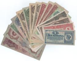 Vegyes 16db-os magyar Korona, Pengő és Forint bankjegytétel T:F-G közte szép papír