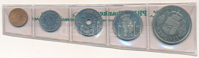 Dánia 1974. 5ö - 5K (5xklf) forgalmi összeállítás fóliatokban T:AU,XF patina
Denmark 1974. 5 Öre - ...