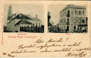 1901 Kézdivásárhely, Targu Secuiesc; Gimnázium, Posta. Turóczi István kiadása. Weiss &amp; Dreykurs / grammar school, post office (Rb)