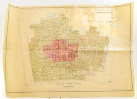 cca 1920-1925 Übersichtsblatt zur Generalkarte von Mitteleuropa im Maße 1 : 200.000 / Közép-Európa 1 : 200.000 méretarányú térképének áttekintőlapja, rajta kézi színezéssel és jelölésekkel, kissé viseltes állapotban, lapszéli sérülésekkel, 45x59 cm