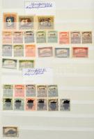 Magyar tétel a krajcárosoktól a 70-es évekig, sorokkal, sor töredékekkel, darabokkal, 32 fehér lapos A/4 Lindner berakóban, kék kígyóbőr mintás borítóval