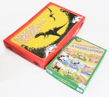 2 db játék gyerekeknek: Játszva megismerjük a háziállatokat kirakó + Menekülés a dinoszauruszok földjéről társasjáték, valószínűleg hiányos