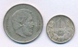 1939. 1P Ag + 1947. 5Ft Ag "Kossuth" T:AU,F patina