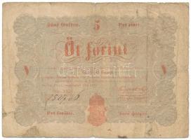 1848. 5Ft vörösesbarna nyomat "AEe. 152726" "Kossuth bankó" T:VG Adamo G109