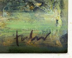 Fodor József (1935-2007): Tanyavilág, 1980-as évek eleje. Olaj, farost, jelezve jobbra lent, hátolda...