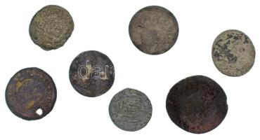 7db-os közép- és koraújkori Ag, billon és Cu érmetétel T:VF-VG 7pcs Ag, billon and Cu coin lot medieval and early modern ages C:VF-VG
