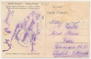 1924 Szilágysomlyó, Simleu Silvaniei; A. Vlaicu Simeon Barnutiu gimnázium, utca / grammar school, st...