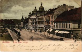 1900 Kolozsvár, Cluj; Fő tér keleti oldala, Stein Bertalan, Szele Márton üzlete. Kováts P. fiai kiadása / main square, shops (fl)