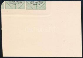 Világkiállítási albumból származó kartondarab 2 db 12Ft okmánybélyeg részletével