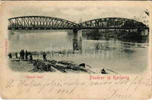 1900 Károlyváros, Karlovac; Kupski most. L. Reich / híd / bridge (EM)