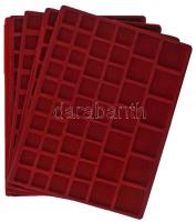 Éremtartó tálca tétel, öt darabos, négy tálca több különböző méretű fészekkel, használt jó állapotban