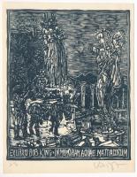König (Kőnig) Róbert (1951-2014): Ex libris Bob King. Linómetszet, papír, jelzett, 13x11 cm